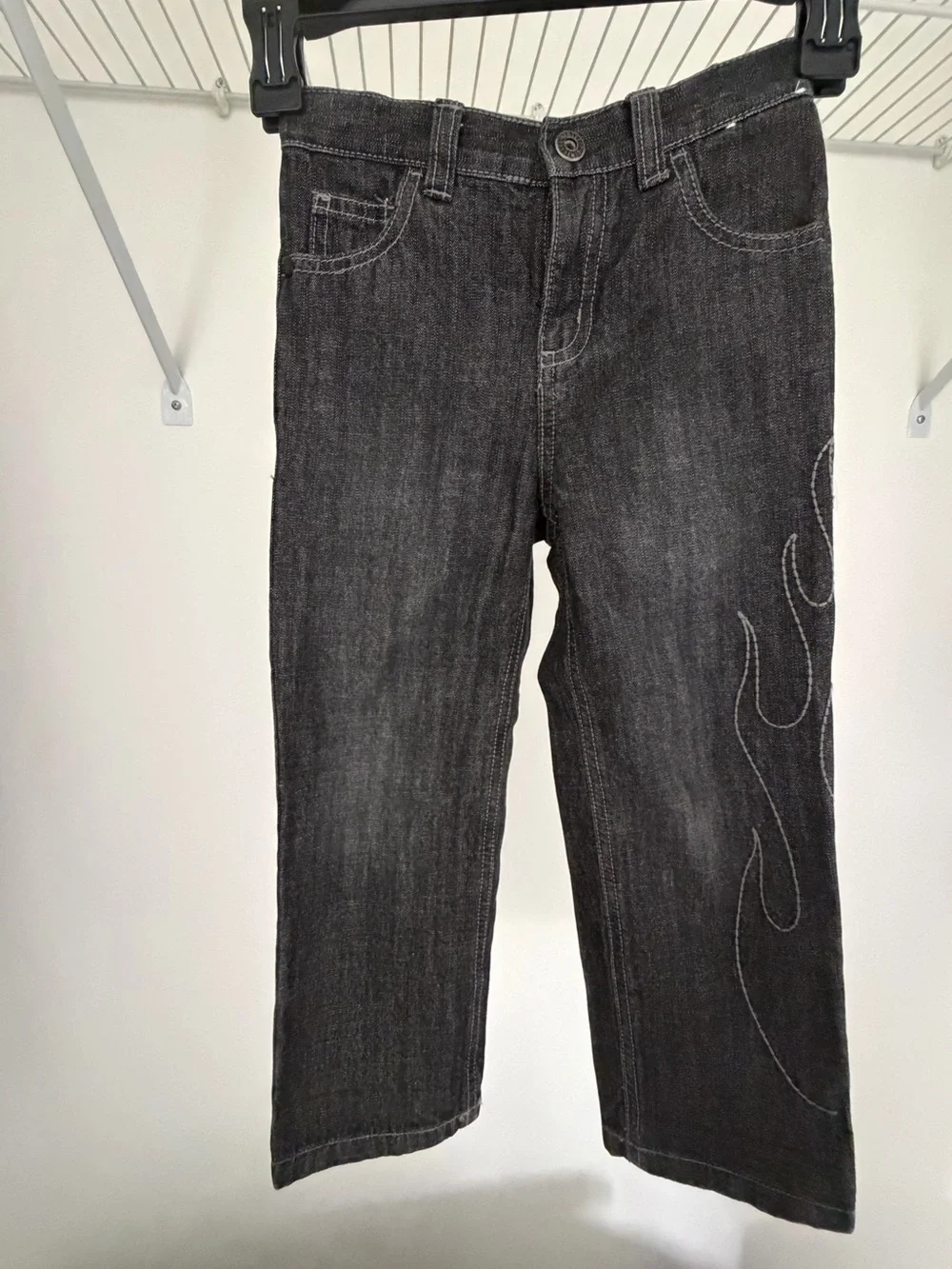 Gymboree kids Black Washed Straight Jeans with Flame Stitch.. brand new